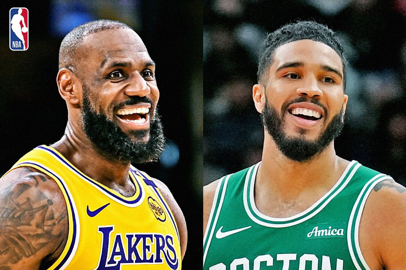 LeBron Jame (Izq.) y Jayson Tatum (Der.)