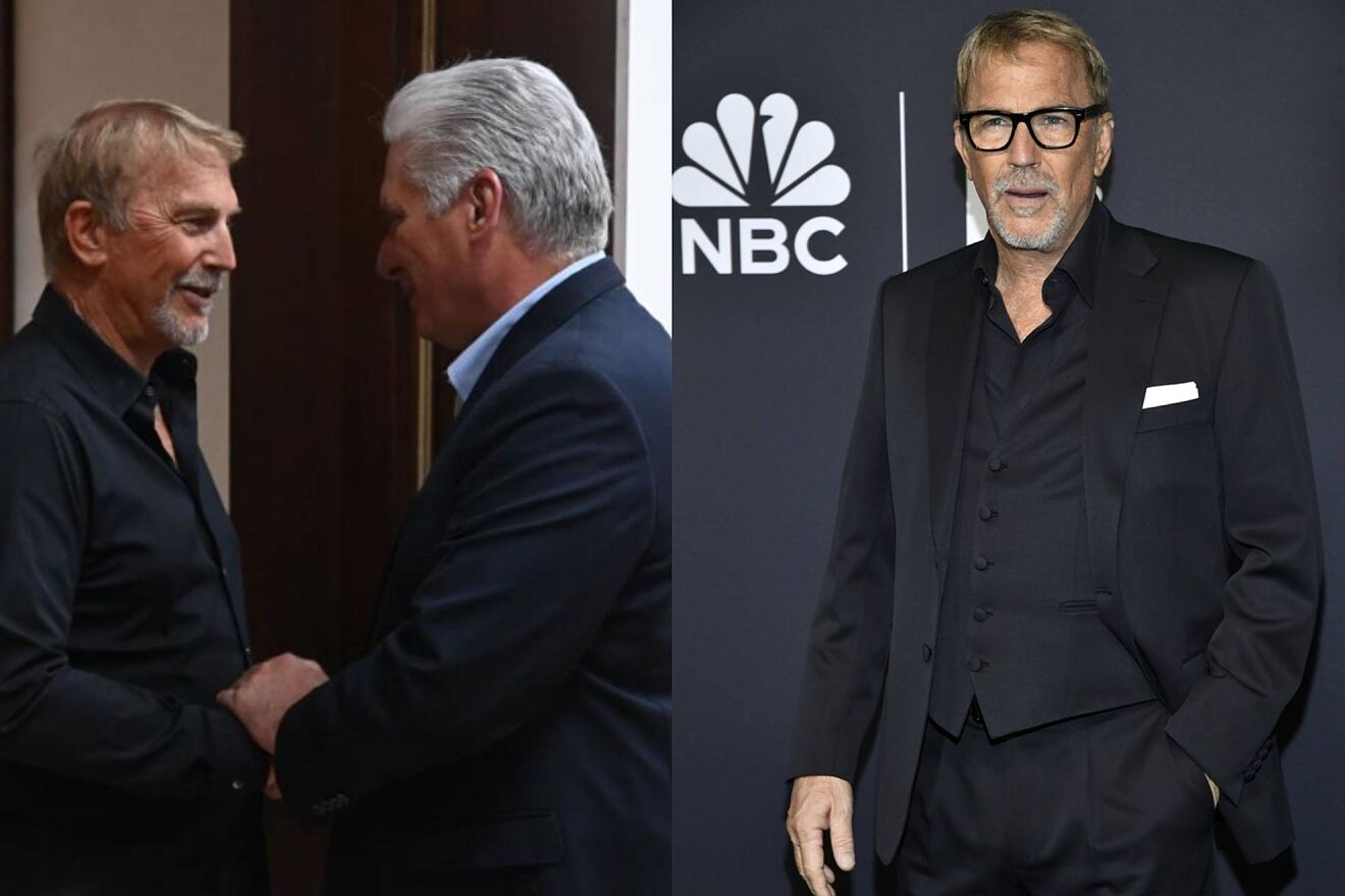 Kevin Costner con el presidente de Cuba, Miguel Daz-Canel