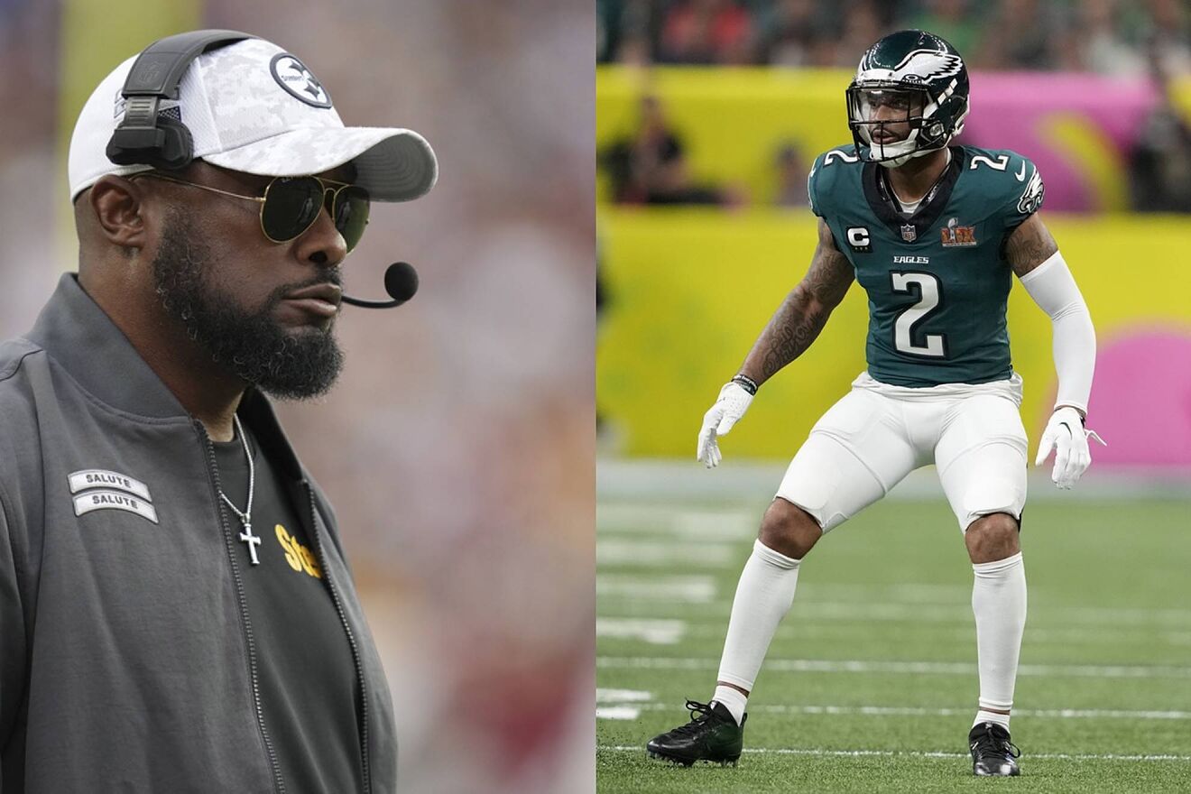 Mike Tomlin (izq) y Darius Slay Jr (der)