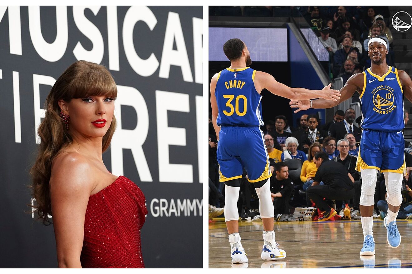 Taylor Swift, a la izquierda, junto a Curry y Butler a la derecha.